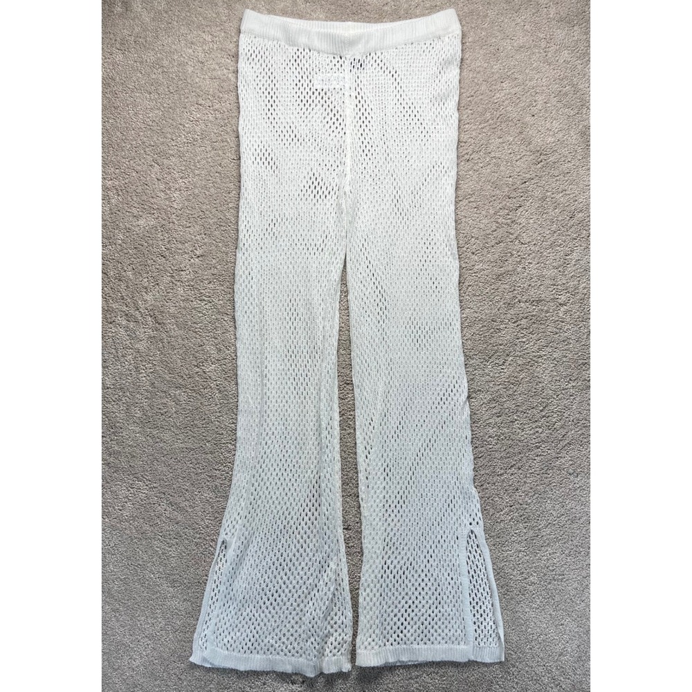 Sincerely Jules Ivory Crochet Knit Bell Bottom Flare Pants Beach Cover Up L Boho